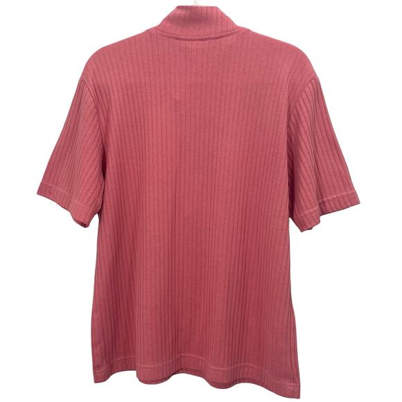 Vintage 80s Blair Pink Quarter Zip Knit Sweater Top Collared Preppy Medium - Picture 7 of 9